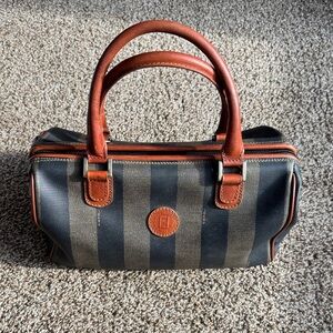 Fendi Striped Mini Bag in Black and Brown